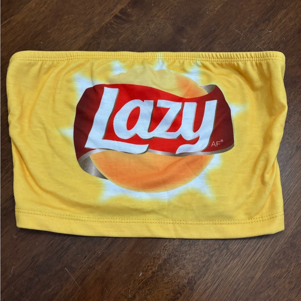 Lazy AF potato chips funny tube top size small